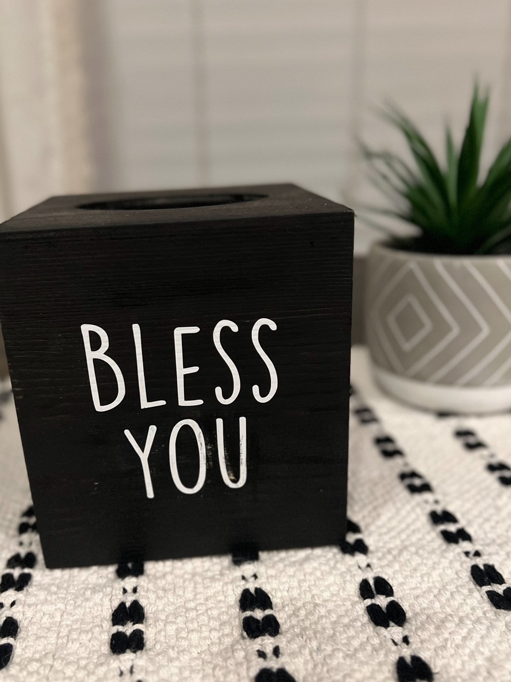 Brand New Kleenex Holder With Distressed “Bless You” Wording